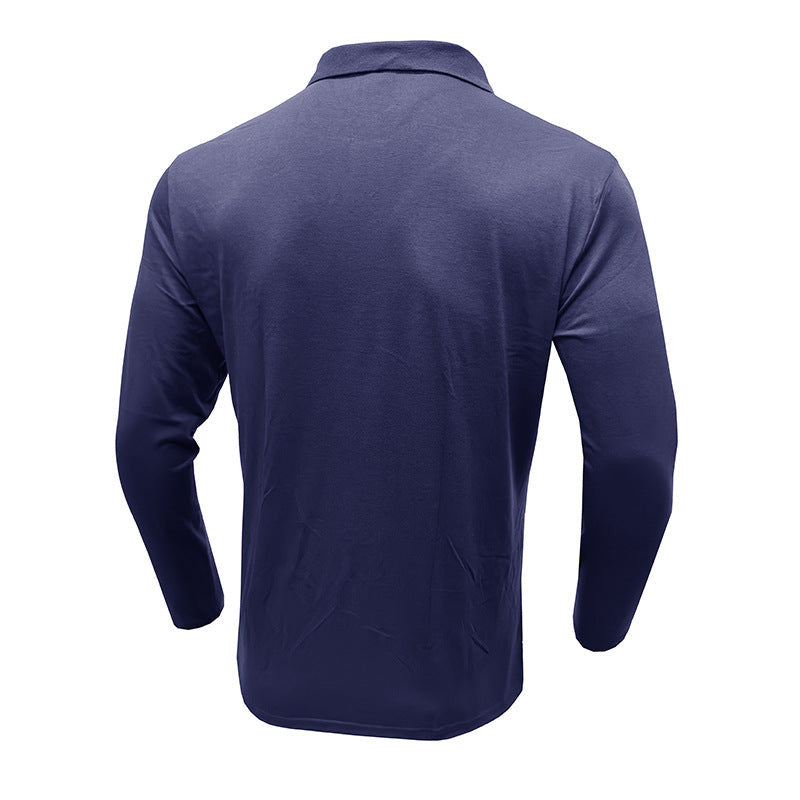 Men’s Polo Shirt with Long Sleeves and Striped Front