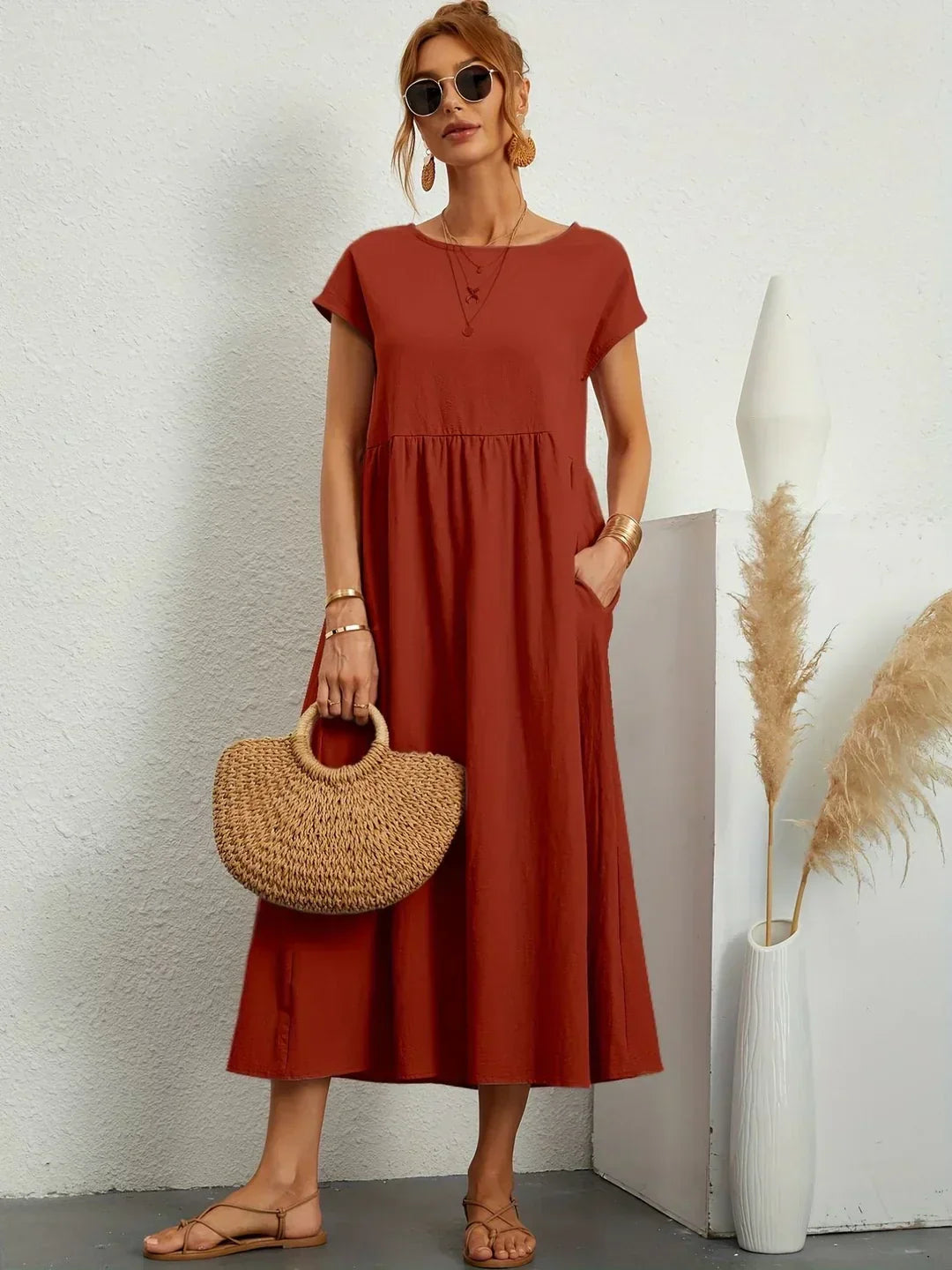 Gabrielle™ — Timeless elegance fluid midi dress