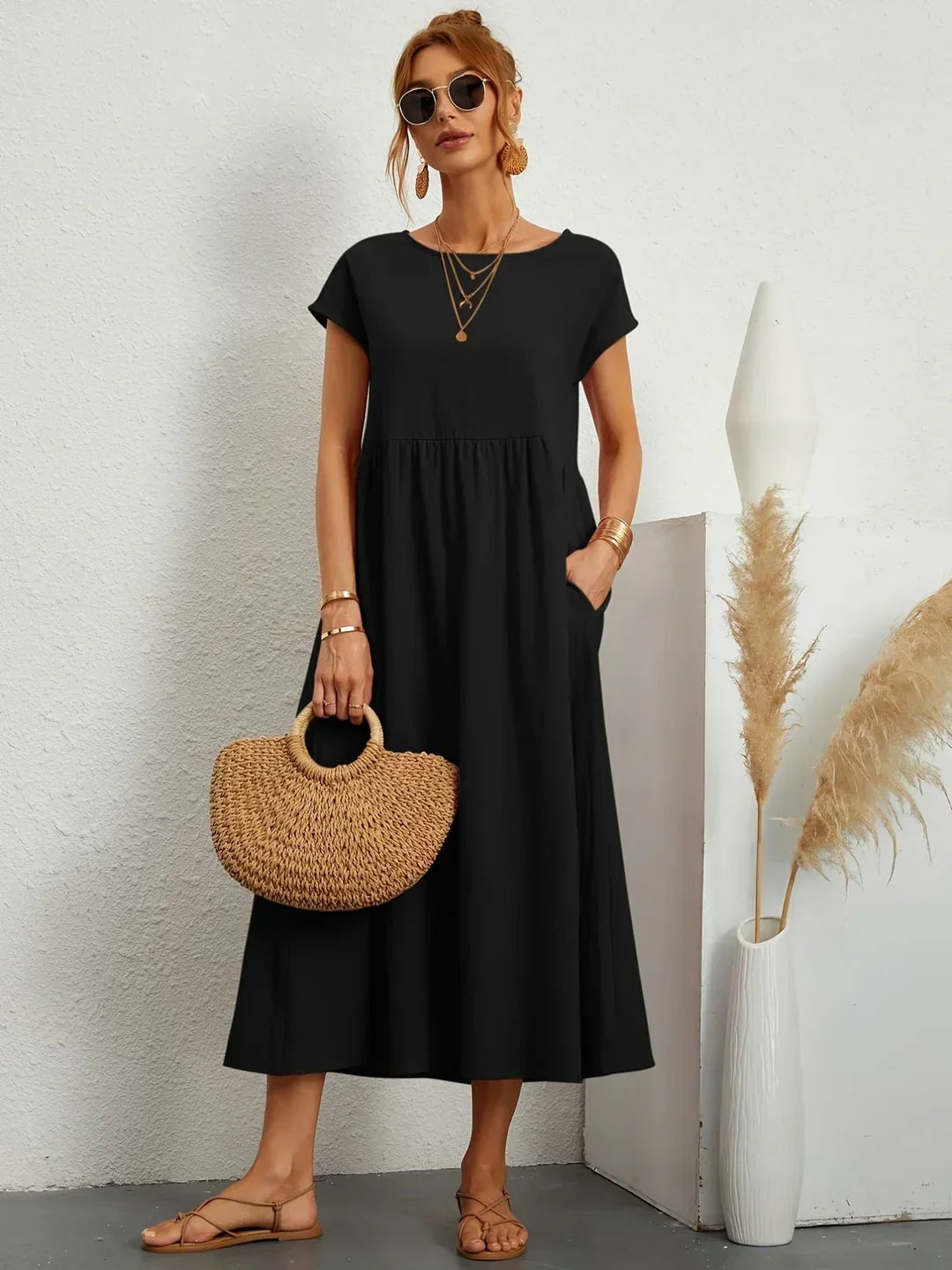 Gabrielle™ — Timeless elegance fluid midi dress