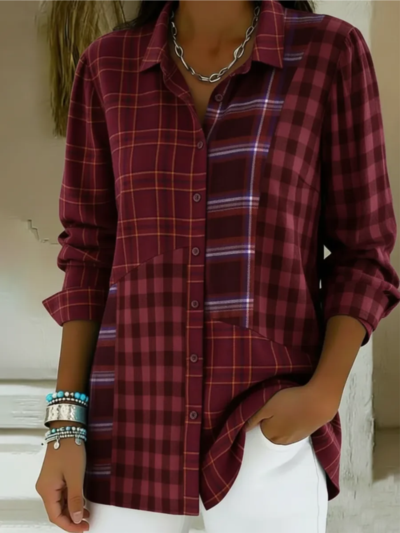 Camren | Checked Long Sleeve Blouse