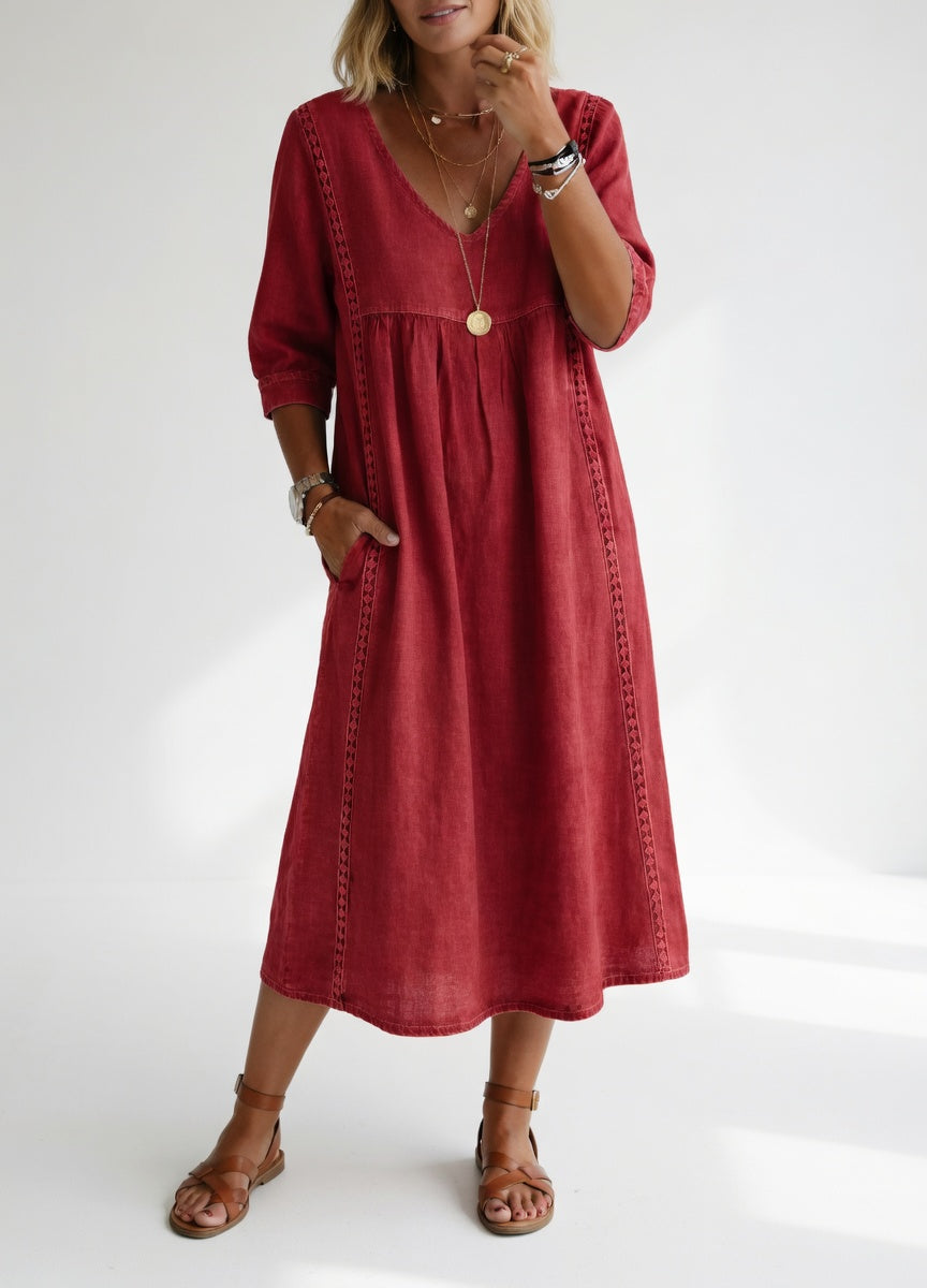 Lioréa™ — Elegant Relaxed Midi Dress