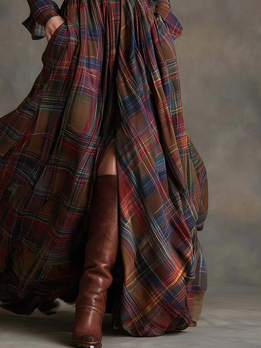 Beatriz ❘ Long plaid dress with belt