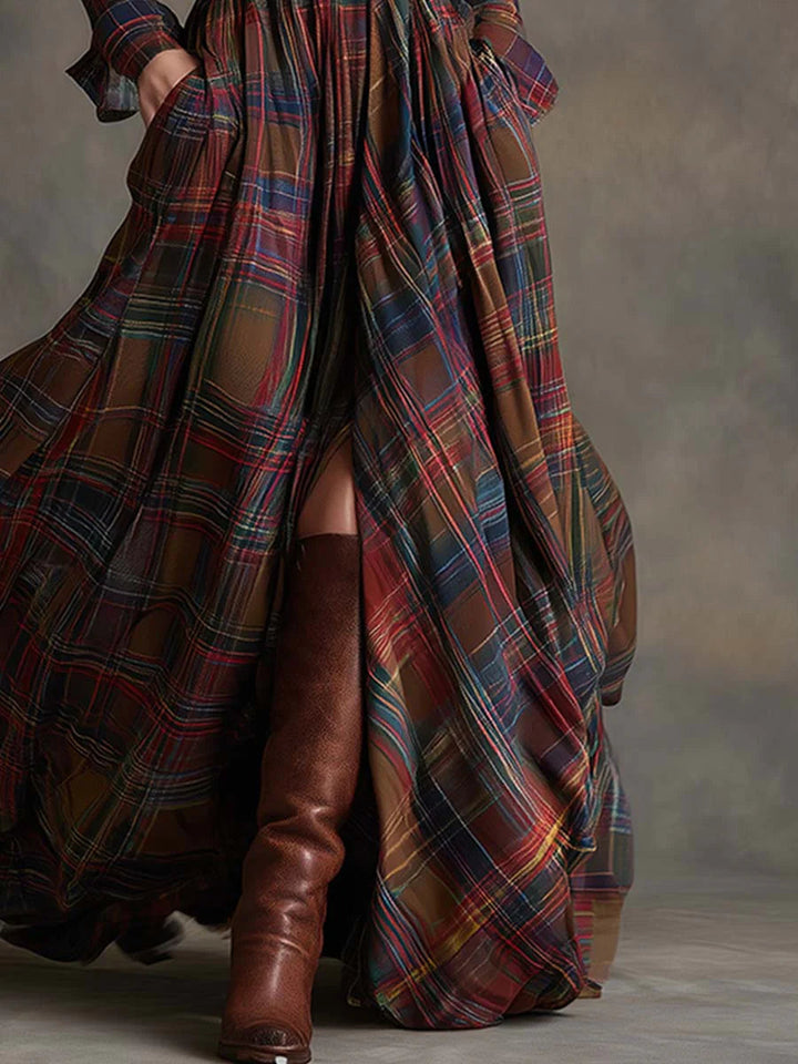 Beatriz ❘ Long plaid dress with belt