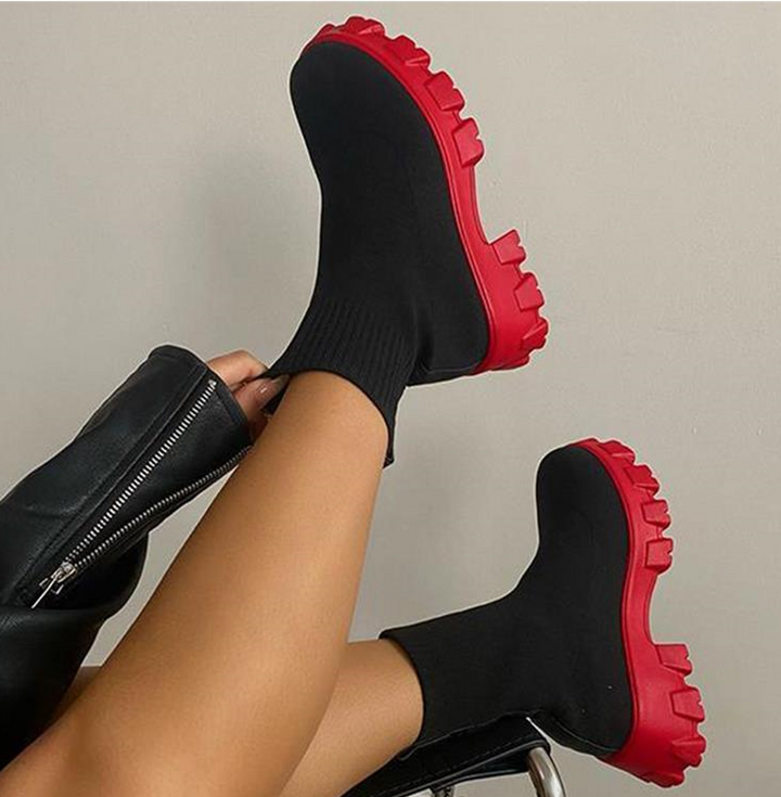 Women's Platform Ankle Boots - Comfortable Stretchy Fit