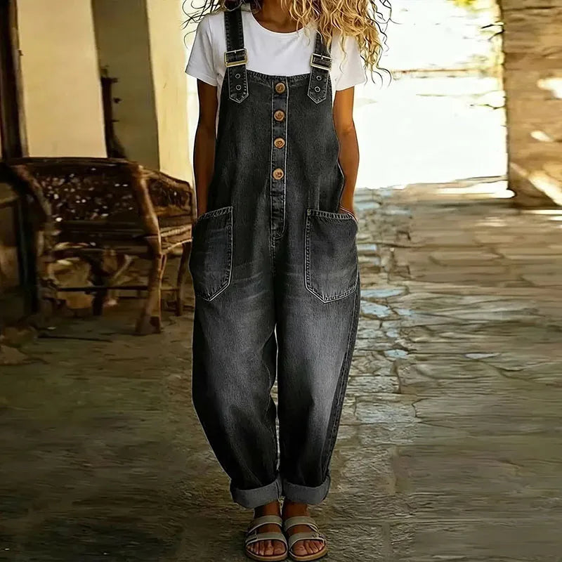 Mae Jumpsuit | Vintage Soft Cotton Denim with Adjustable Straps