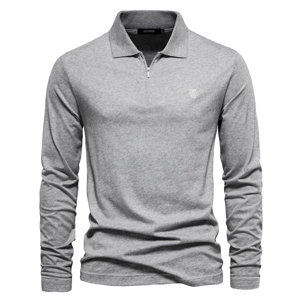 AIOPESON Brand | Long Sleeve Men's Polo Shirt