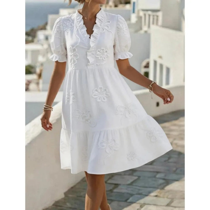 Pearl's | Embroidered Puff Sleeve Dress