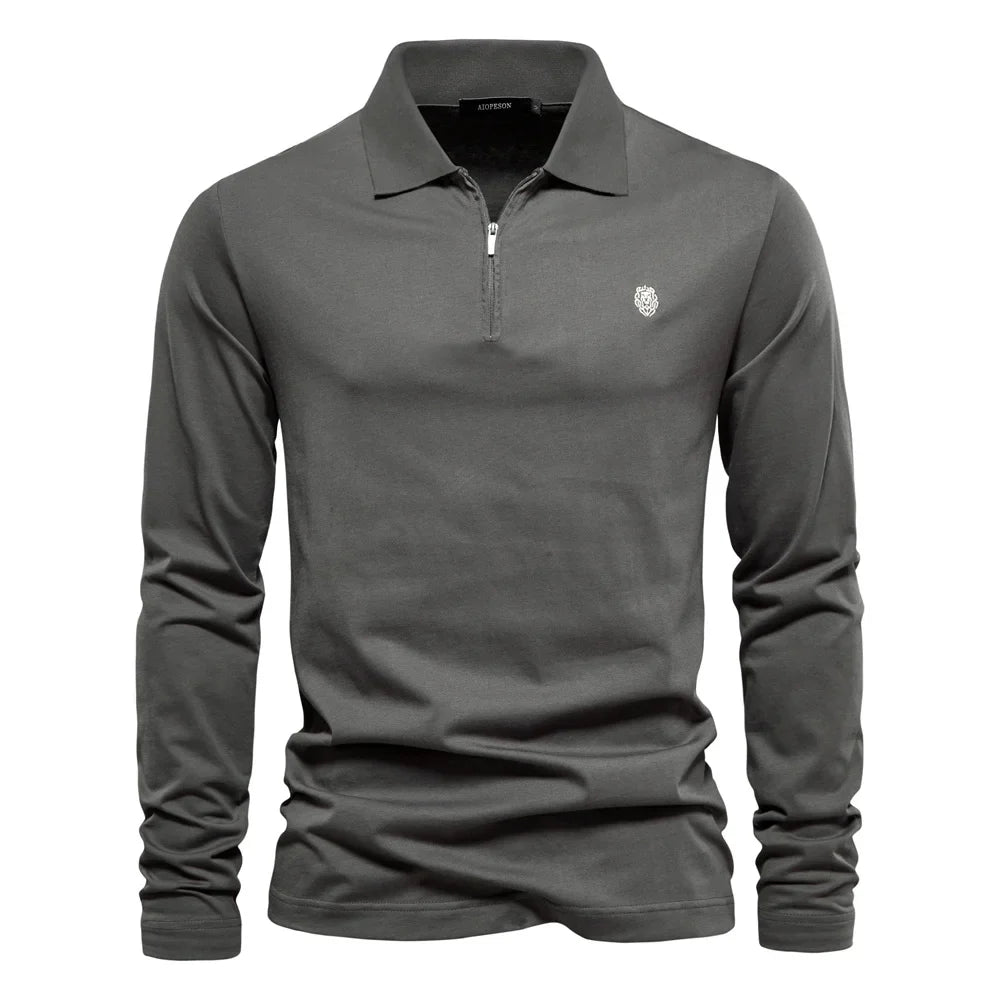 AIOPESON Brand | Long Sleeve Men's Polo Shirt