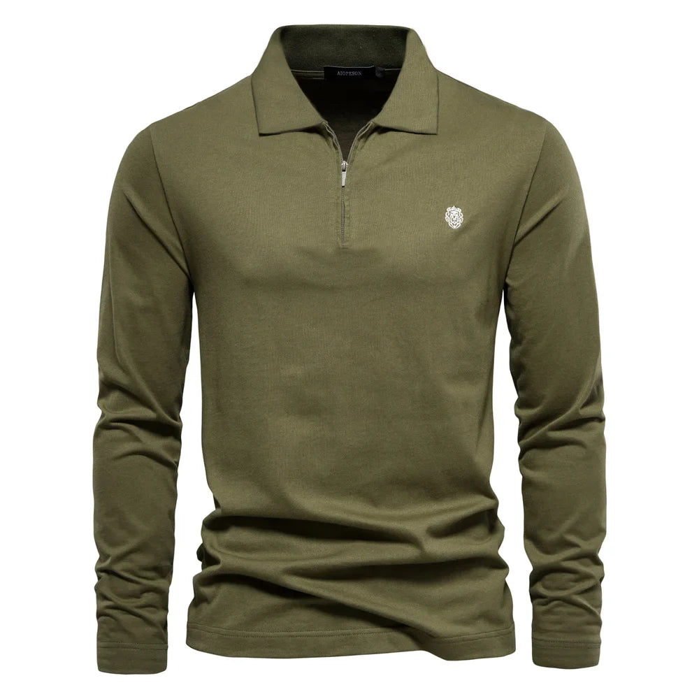 AIOPESON Brand | Long Sleeve Men's Polo Shirt