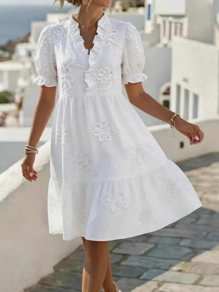 Pearl's | Embroidered Puff Sleeve Dress