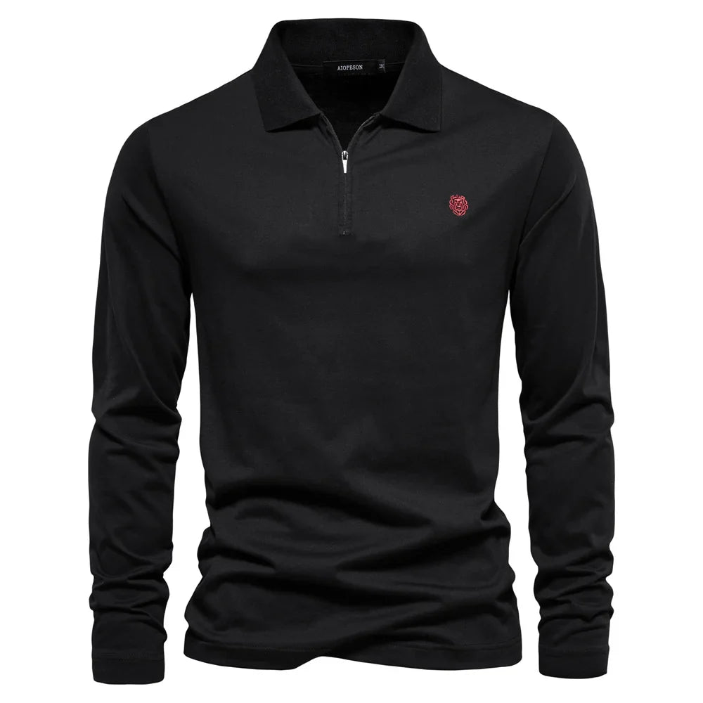 AIOPESON Brand | Long Sleeve Men's Polo Shirt