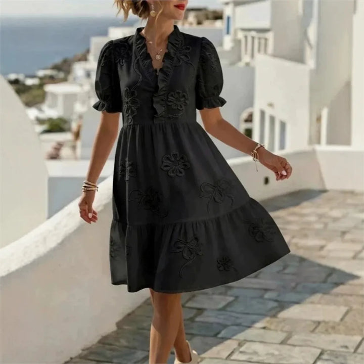 Pearl's | Embroidered Puff Sleeve Dress