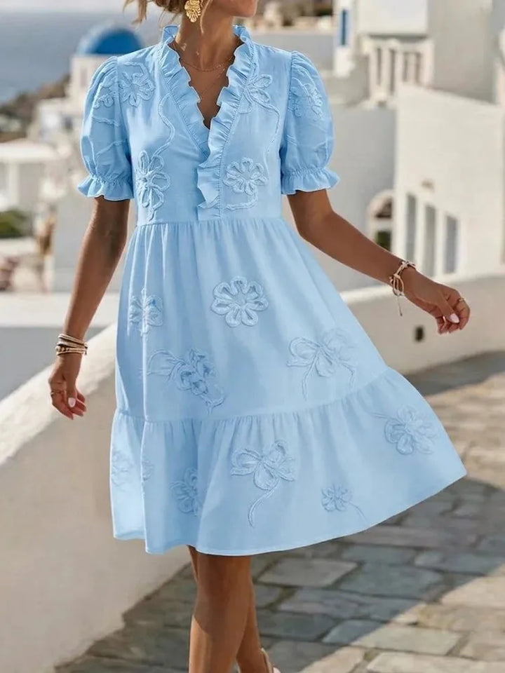 Pearl's | Embroidered Puff Sleeve Dress