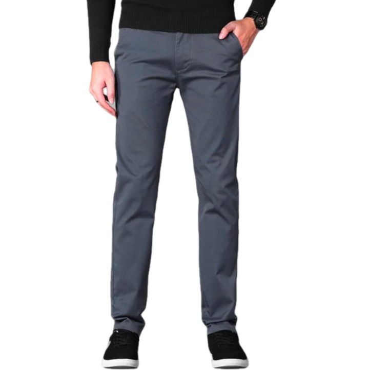 GolfThing Men's Fitted Golf Chinos - Golf Trousers in Grey