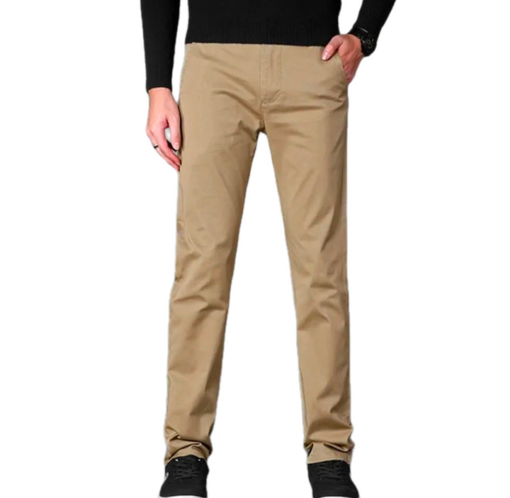 GolfThing Men's Fitted Golf Chinos - Golf Trouser in Khaki