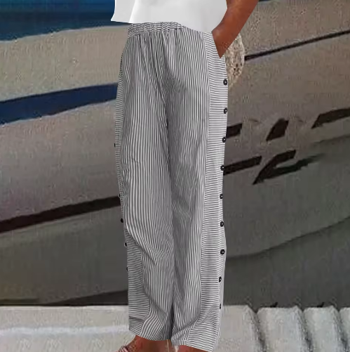 Sharon | Comfortable Striped Loose Fit Summer Trousers