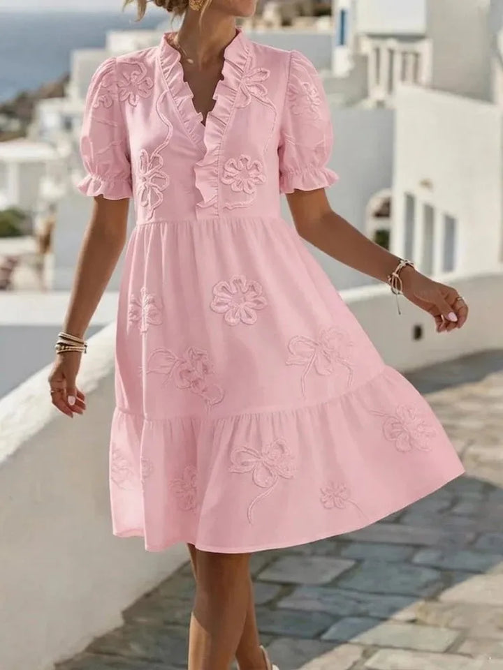 Pearl's | Embroidered Puff Sleeve Dress