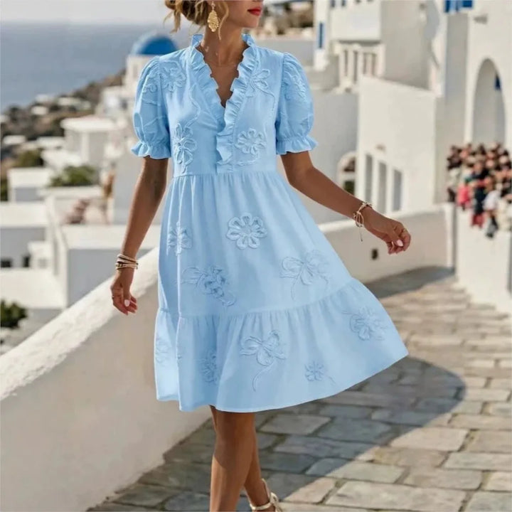 Pearl's | Embroidered Puff Sleeve Dress