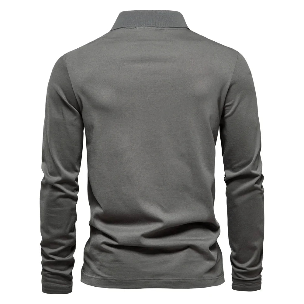 AIOPESON Brand | Long Sleeve Men's Polo Shirt