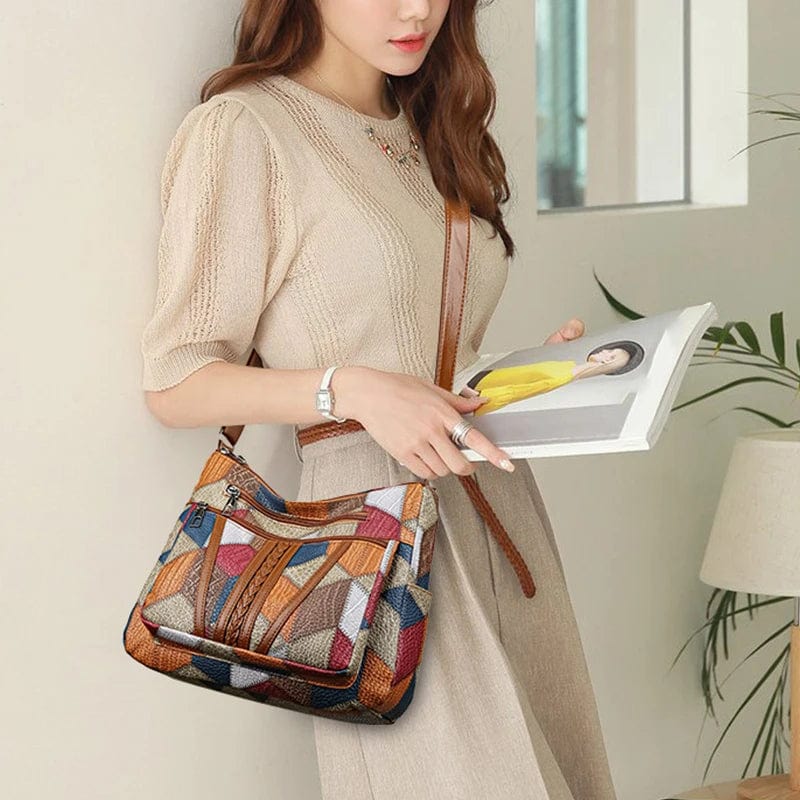 Solara™ | Mosaic pattern leather look handbag