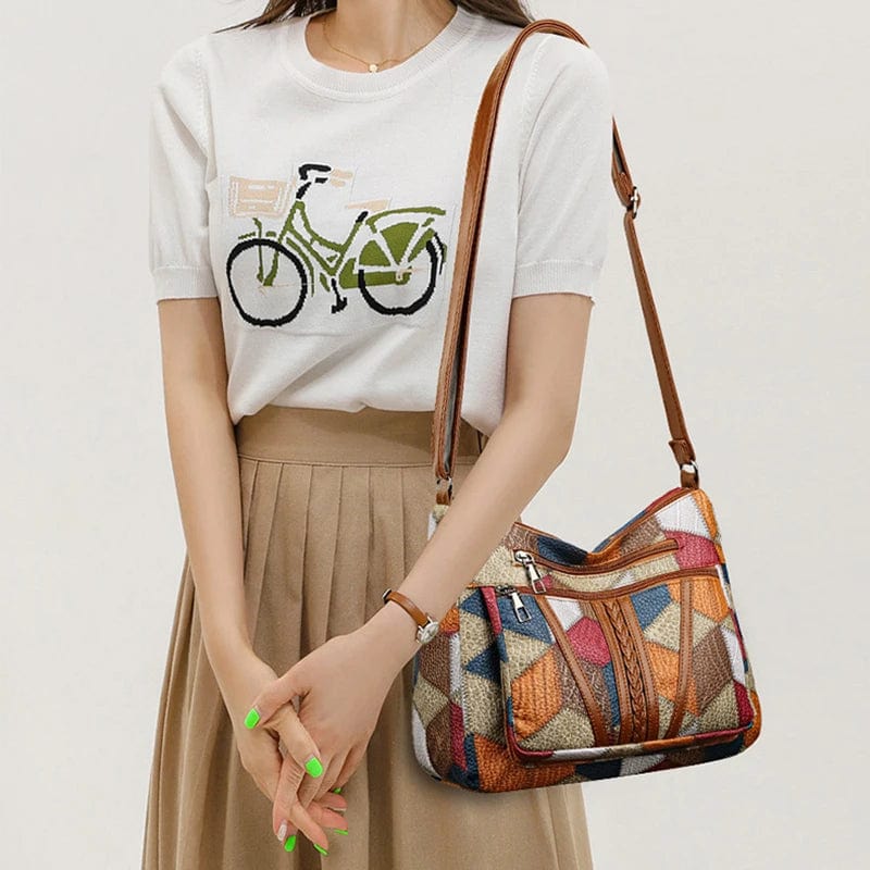 Solara™ | Mosaic pattern leather look handbag