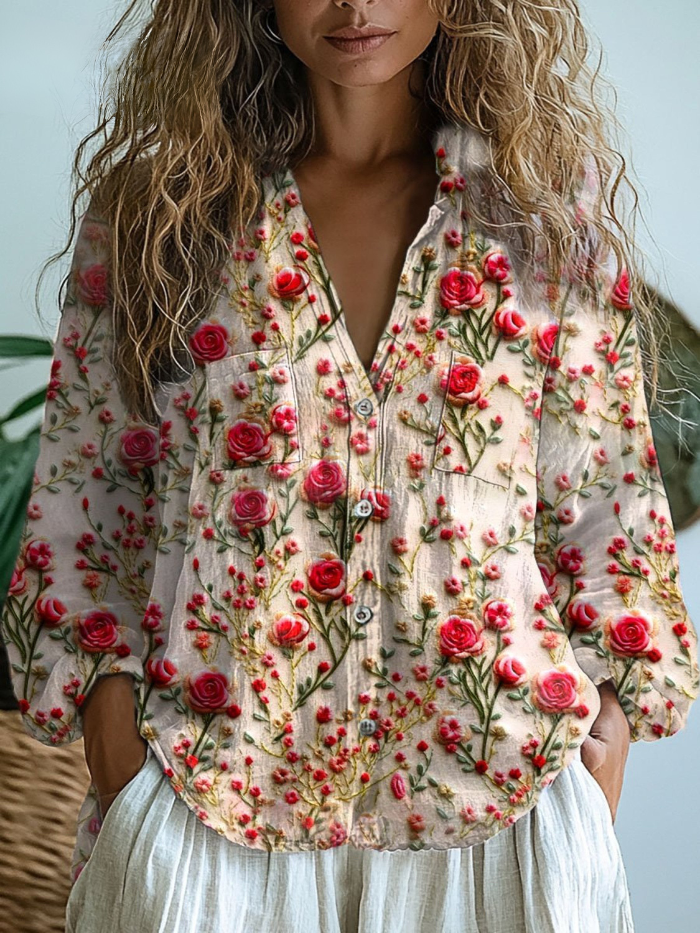 Diana | Floral Button-Up Blouse