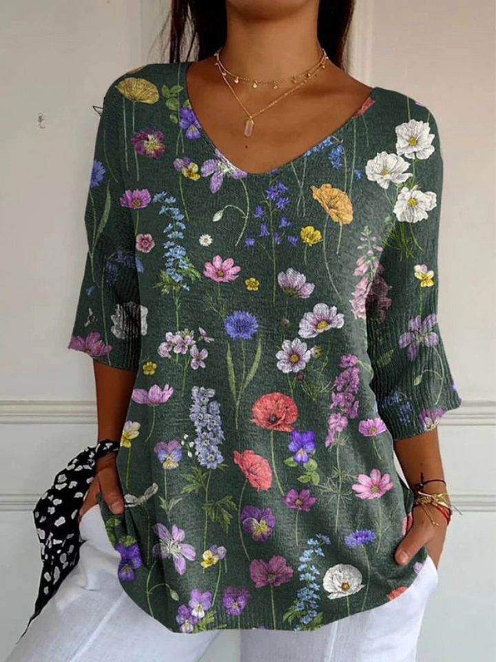 Coralie | Botanical Bloom V-Neck Tunic
