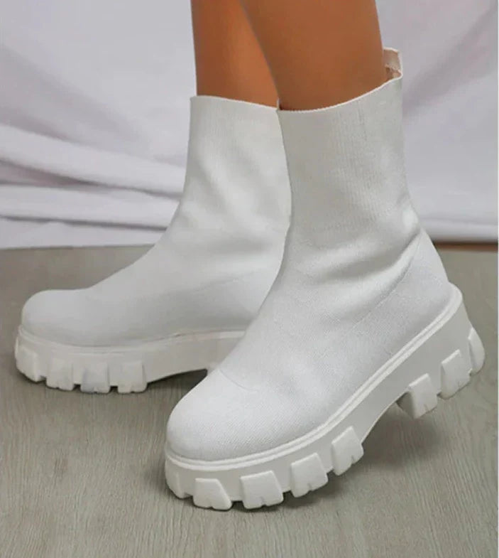 Women's Platform Ankle Boots - Comfortable Stretchy Fit