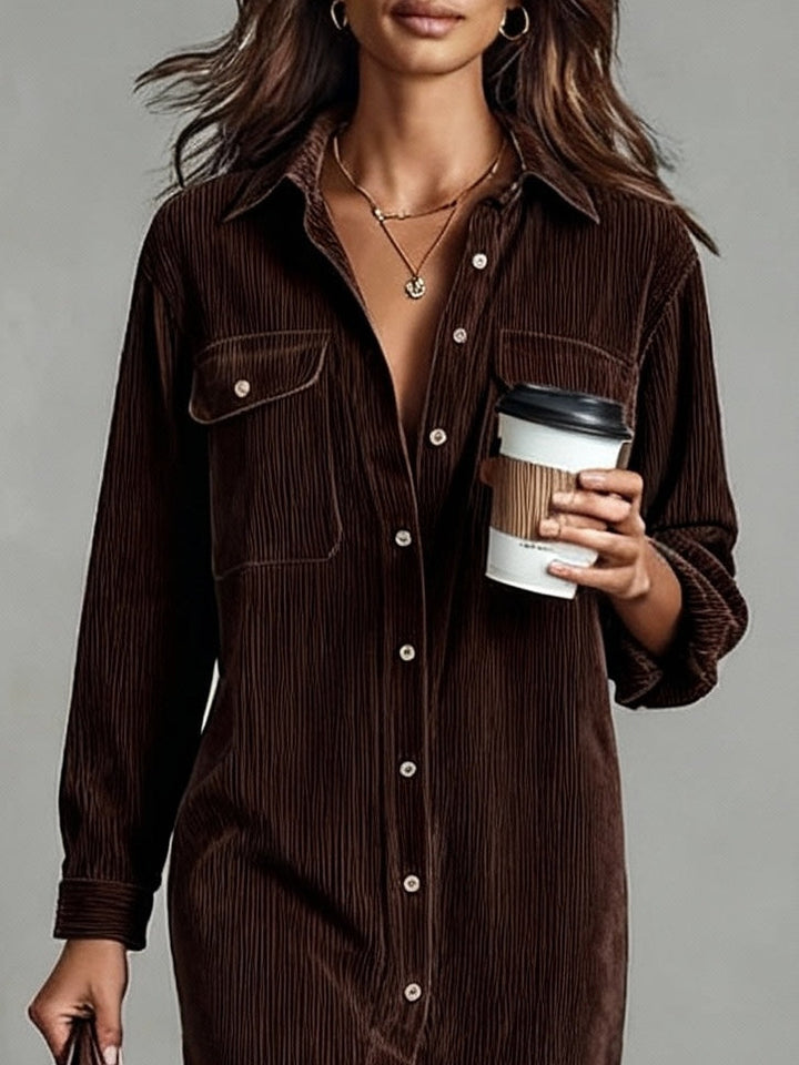Mila – Loose Corduroy Midi Dress