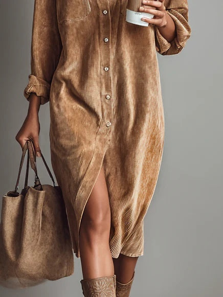 Mila – Loose Corduroy Midi Dress