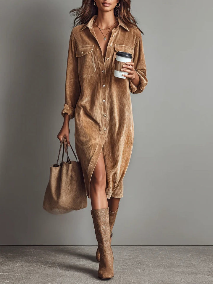 Mila – Loose Corduroy Midi Dress