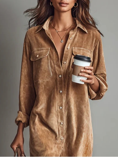 Mila – Loose Corduroy Midi Dress