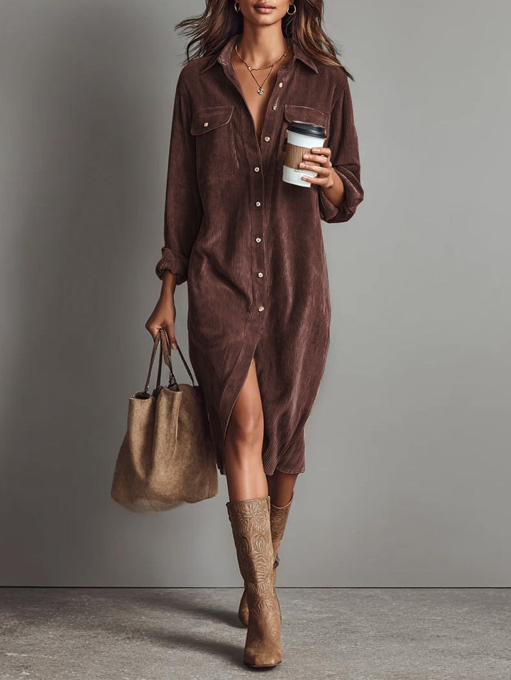 Mila – Loose Corduroy Midi Dress