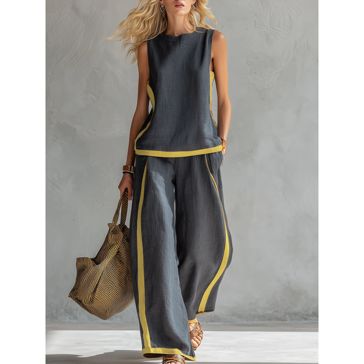 Marie – Complete waistcoat and trousers in two-tone grey