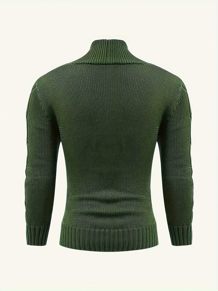 Men's Cable Knit Cardigan with V-Neck