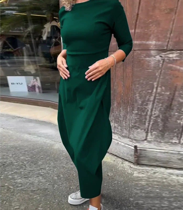 Vionel - Long Sleeve Polyester Dress with Pockets