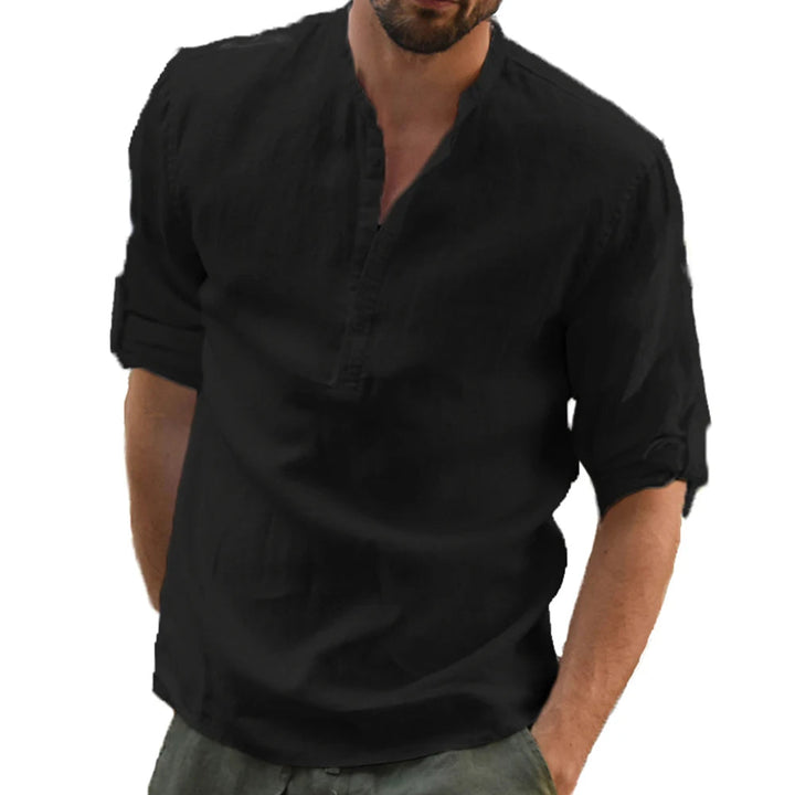 Filipe | Linen Shirt with Mandarin Collar