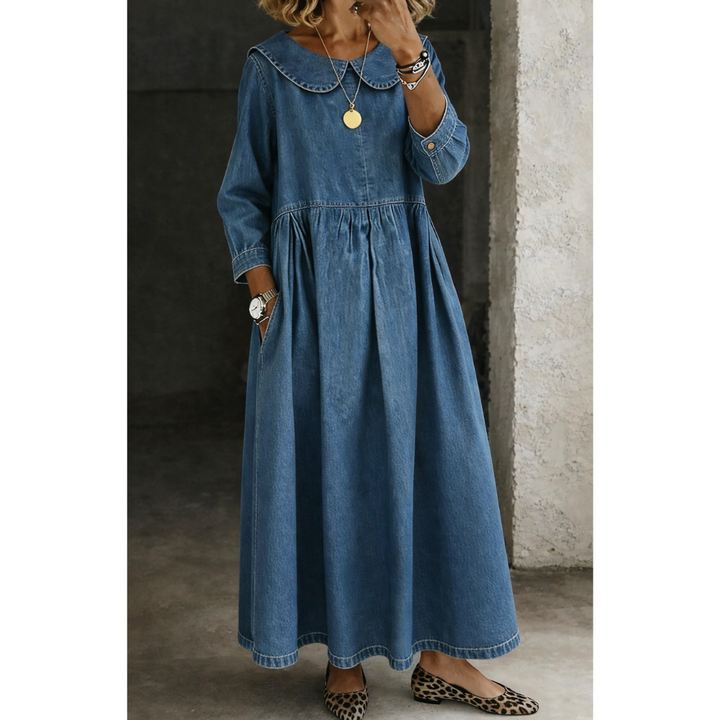Clara Denim Dress with Peter Pan Collar
