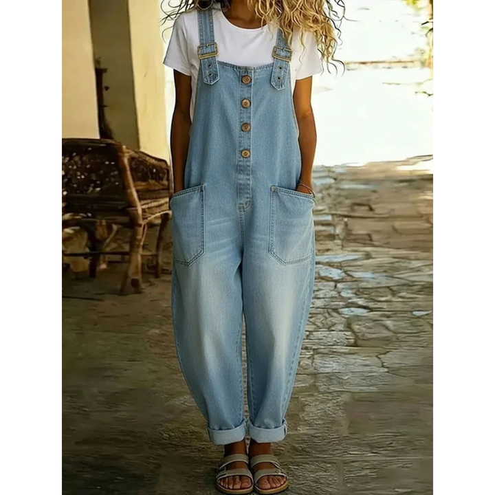 Mae Jumpsuit | Vintage Soft Cotton Denim with Adjustable Straps