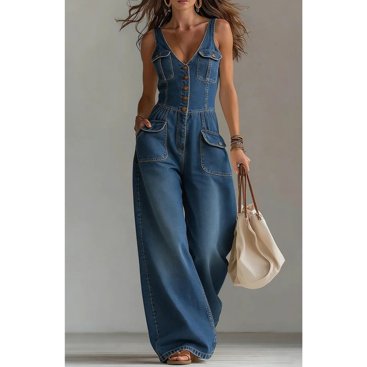 Sophie | Casual Wide Denim Jumpsuit