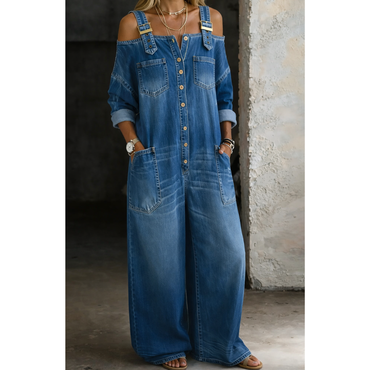 Sophia | Denim Jumpsuit with Off-the-Shoulder Design
