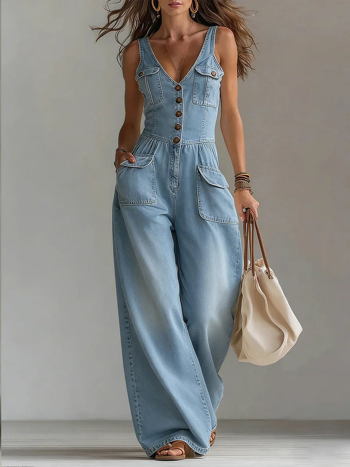 Sophie | Casual Wide Denim Jumpsuit