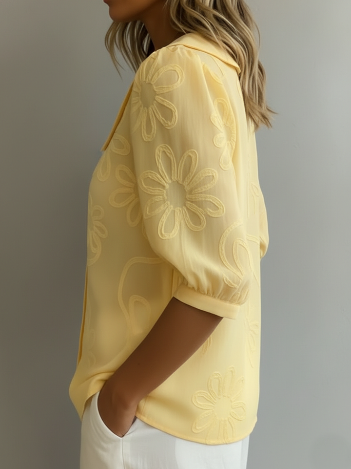 LORETTA | Women's Elegant Floral Lightweight Blouse — Flowy Fit