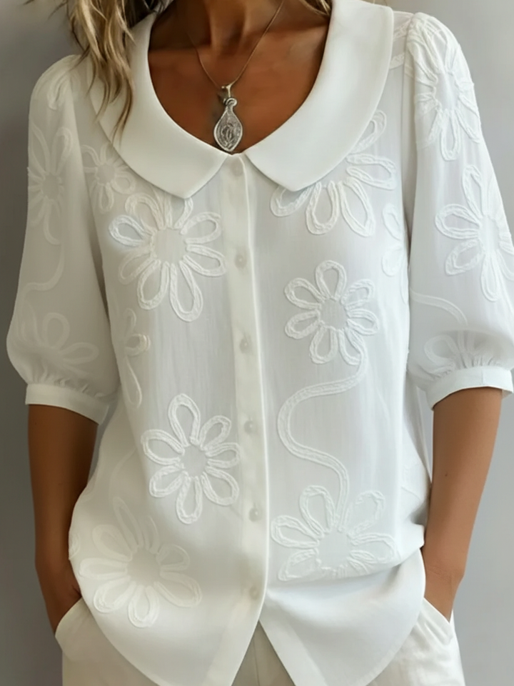 LORETTA | Women's Elegant Floral Lightweight Blouse — Flowy Fit
