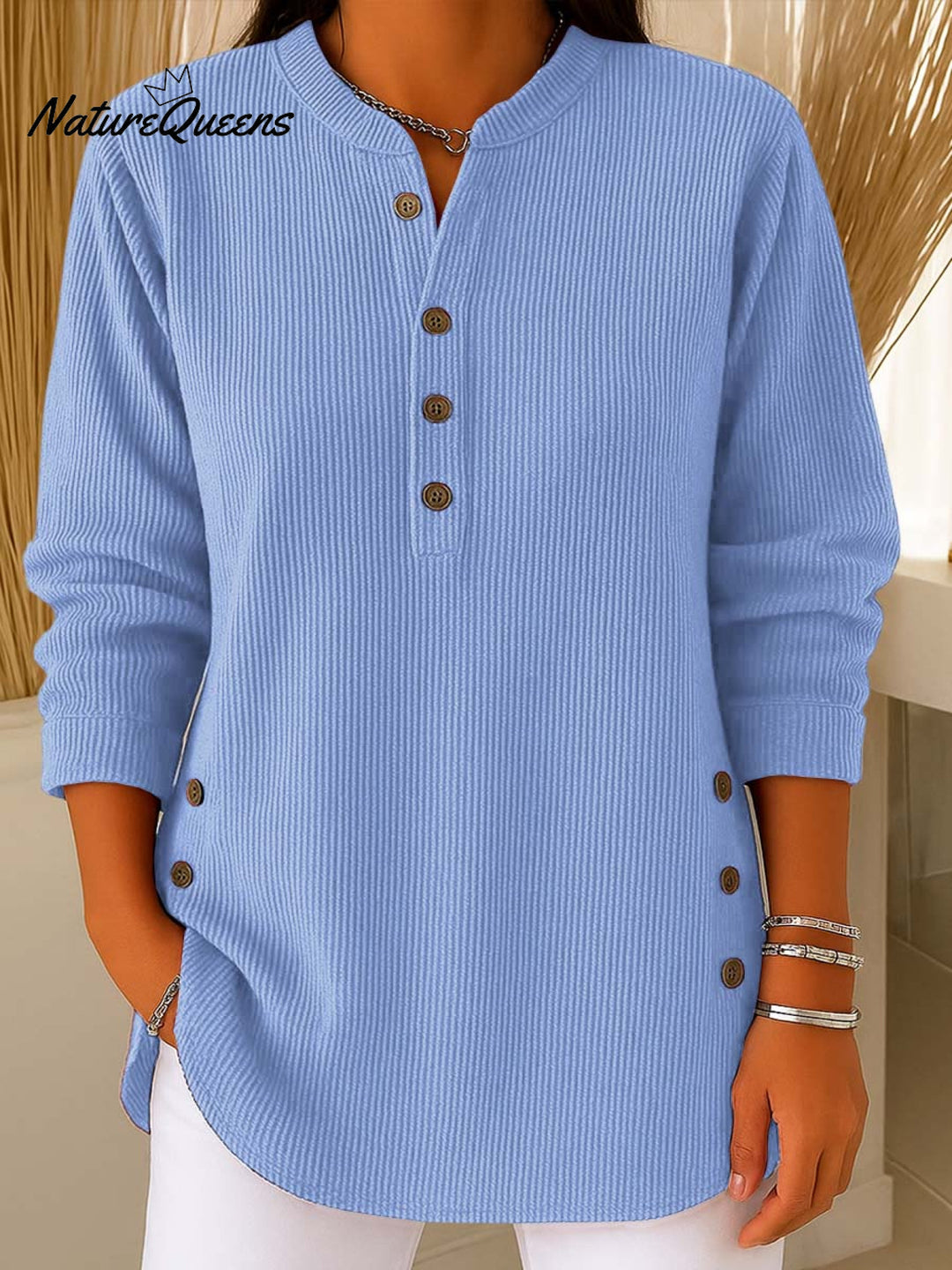 Women's plain knitted jumper, loose fit, long sleeves