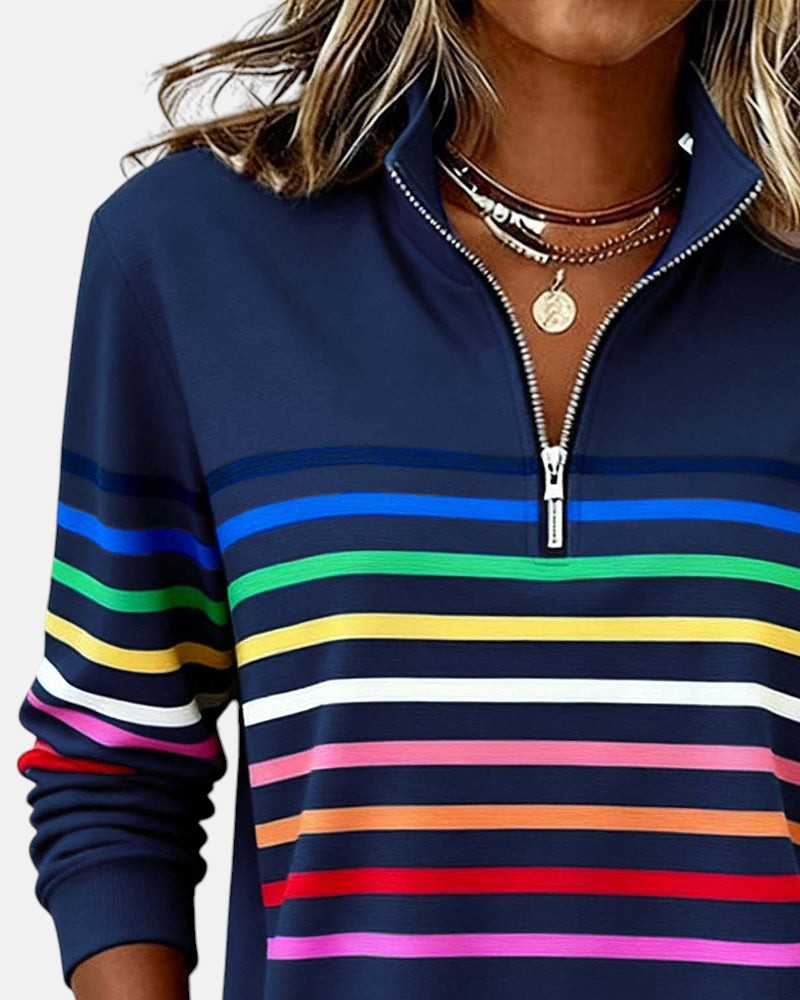 Ariella | Striped Zip Hoodie