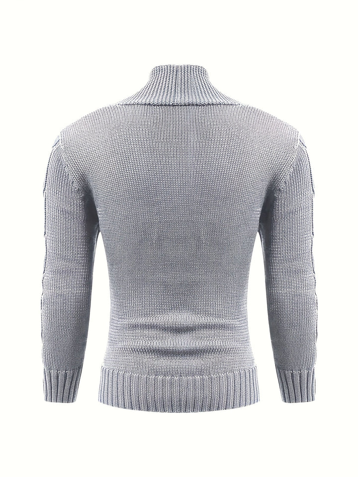 Men's Cable Knit Cardigan with V-Neck