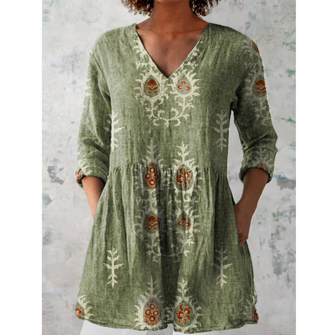 Elise | Long Blouse with V-Neck