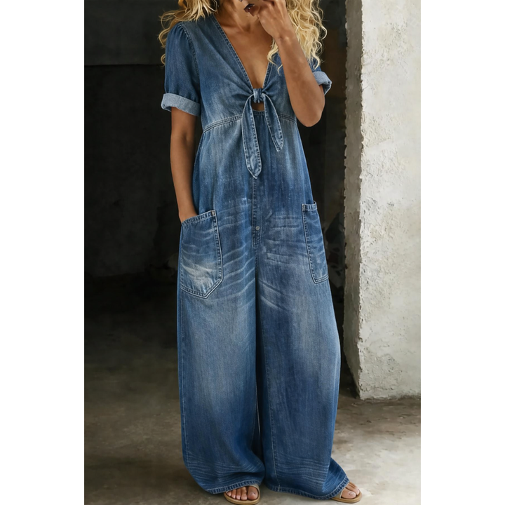 Maya Short Sleeve Jumpsuit | V-neck