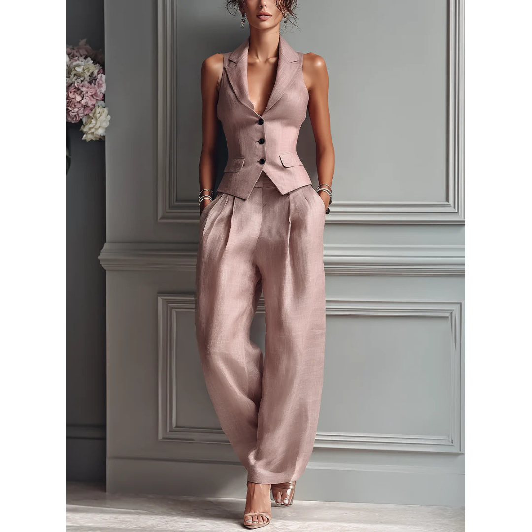 Selmira™ | Elegant Two-Piece Set with V-Neck and Buttons